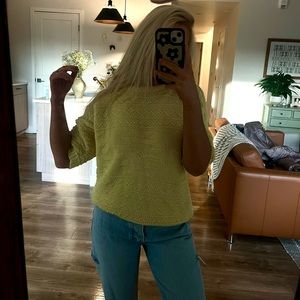lemon yellow cropped sleeve sweater
